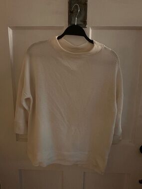 French Connection Men's Cream Ribbed Crewneck Sweater